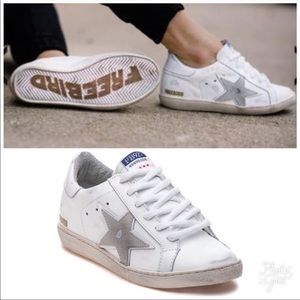 Freebird distressed white leather star sneakers 8